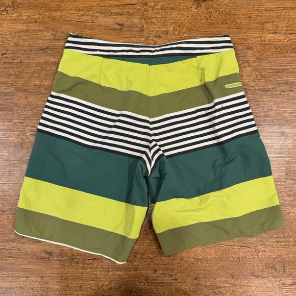 Patagonia Green Striped Wavefarer Board‎ Shorts Swim Trunks Bermudas Men's 35x9 - Picture 2 of 8